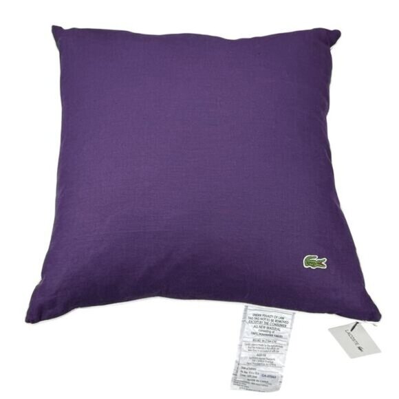 NWT LACOSTE Miami 100% Linen Decorative Pillow 18" x 18" In Purple Gothic Grape - Picture 2 of 6